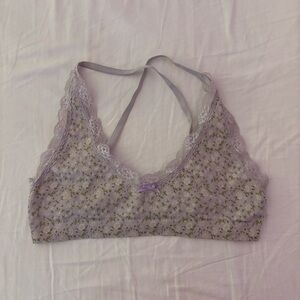 Super cute Purple floral print lace bralette.